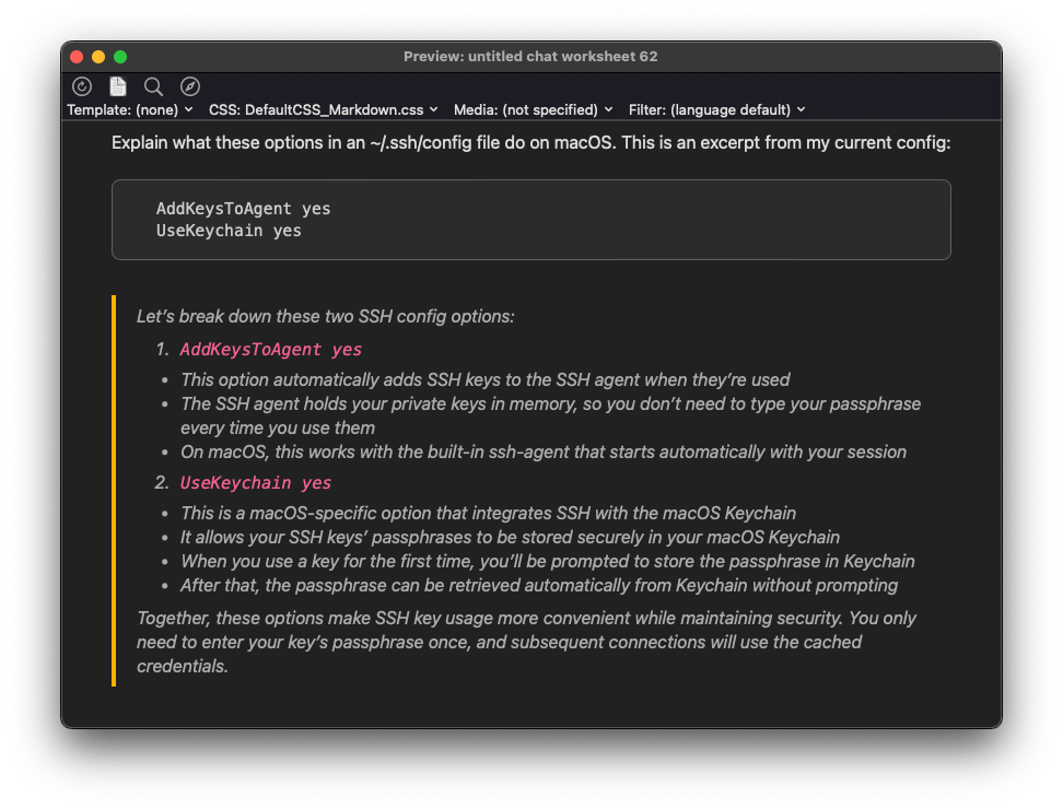 demonstration of BBEdit's markdown and html preview feature